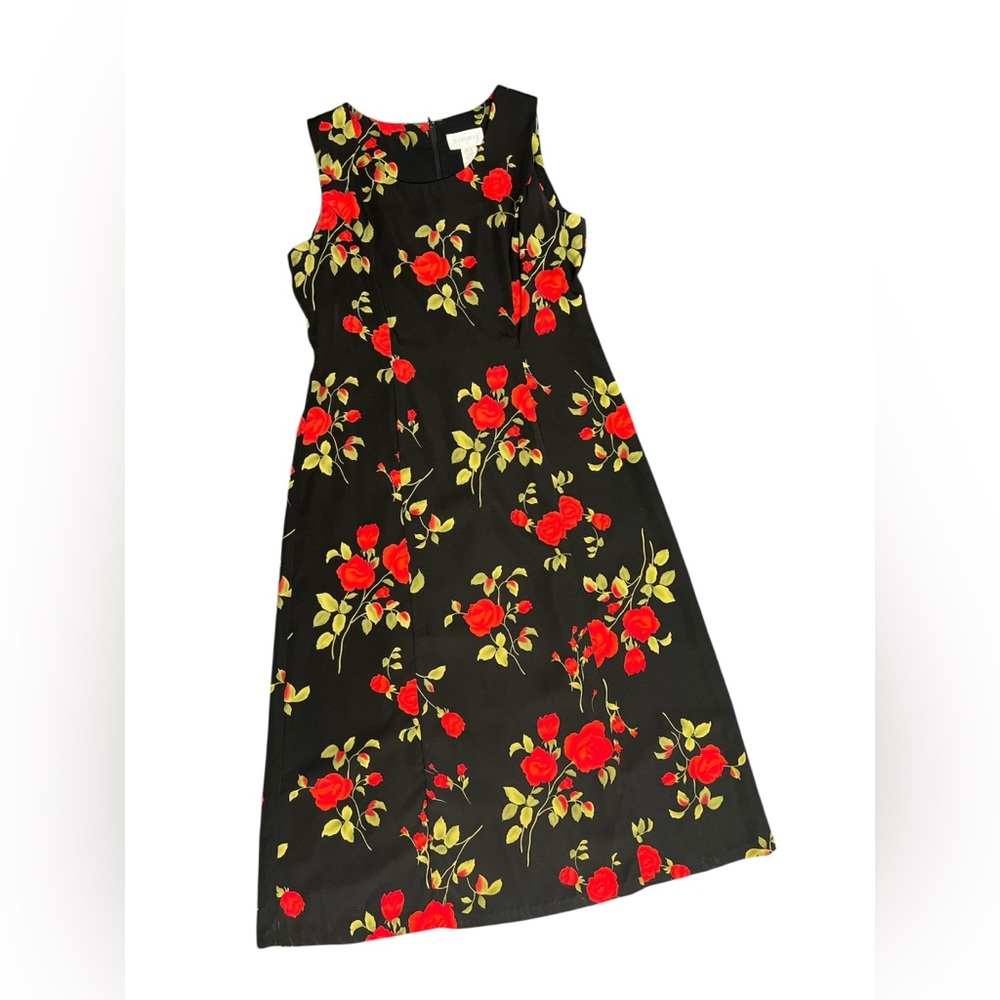 Vintage semi formal dress red roses 🌹 by Studio I ladies size 14